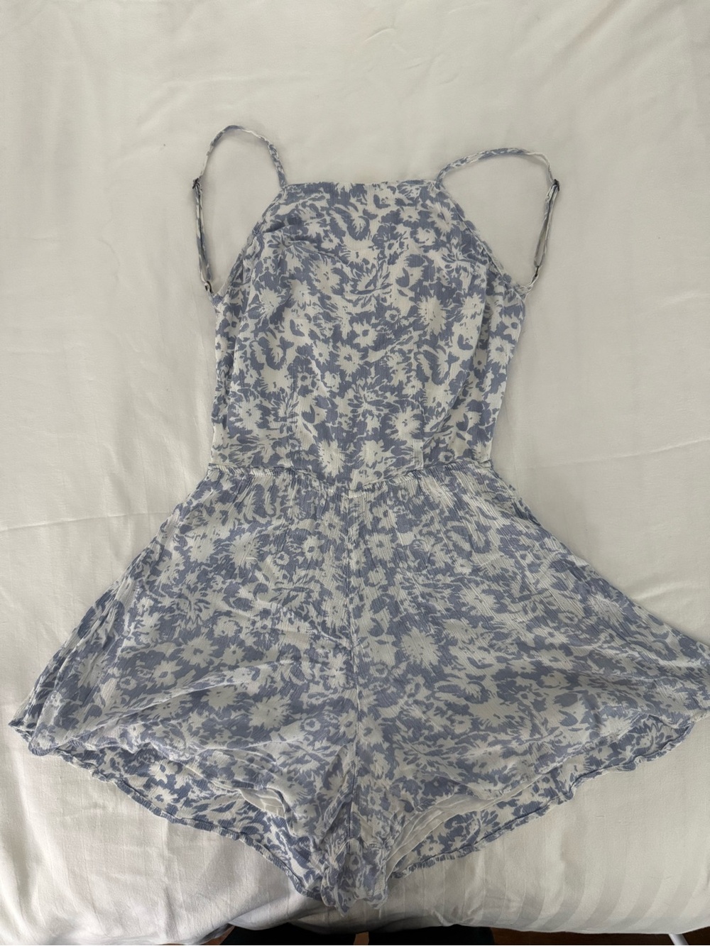 Billabong Light Blue Floral Zip-Back Romper